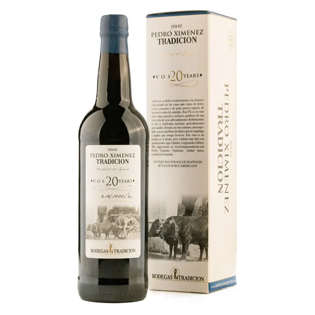 Láhev Pedro Ximénez Tradición s dárkovým balením.